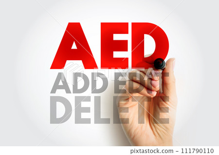 AED - Add, Edit and Delete acronym, business concept background 111790110