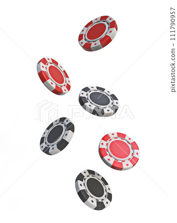 Red and black falling gambling chips 3D Red and black falling gambling chips 3D 111790957