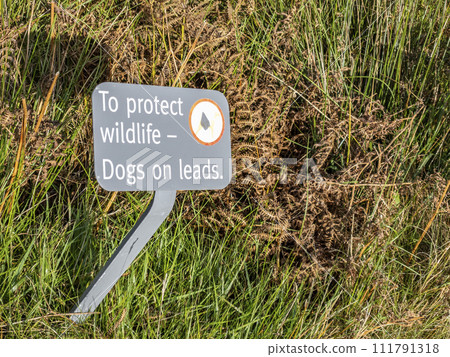 Please keep your dog on a lead information to protect wildlife 111791318
