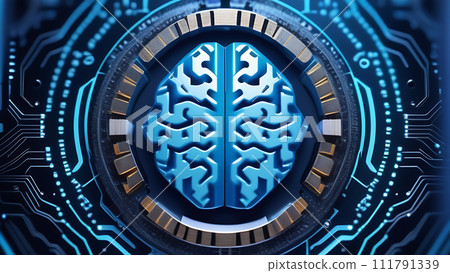 Digital brain technology. Brain print. Artificial intelligence concept 111791339