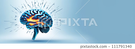 Human brain, AI technology, mind science, memory concept. Banner background 111791340