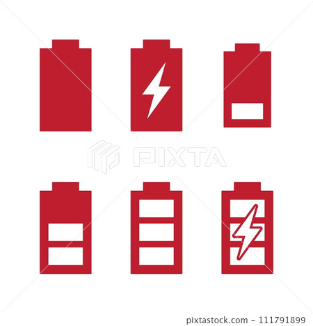 Charge and phases levels indicators battery charging icons set 111791899