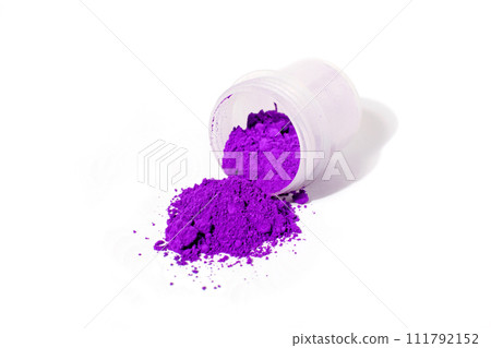 a bunch of dry natural purple pigment on a white background macro a bunch of dry natural purple pigment on a white background macro 111792152
