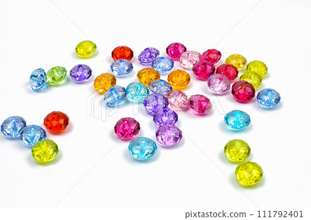 Colored beads for design on a white background Colored beads for design on a white background 111792401