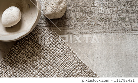 Ceramic bowl on the floor with copy space. 111792451