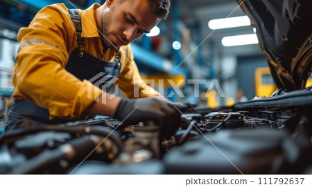 AI-generated content. Mechanical Engineer Servicing Car Engine AI-generated content. Mechanical Engineer Servicing Car Engine 111792637