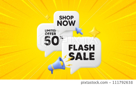 Flash Sale tag. 3d offer chat speech bubbles. Special offer price sign. Advertising Discounts symbol. Flash sale speech bubble 3d message. Talk box megaphone banner. Vector Flash Sale tag. 3d offer chat speech bubbles. Special offer price sign. Advertising Discounts symbol. Flash sale speech bubble 3d message. Talk box megaphone banner. Vector 111792638