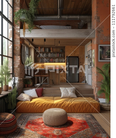 AI-generated content. Industrial Chic Loft with Exposed Brick Detail AI-generated content. Industrial Chic Loft with Exposed Brick Detail 111792661