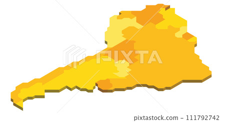 Isometric political map of South America. Colorful blank maps on white background. 3D vector illustration Isometric political map of South America. Colorful blank maps on white background. 3D vector illustration 111792742