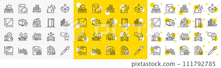 Outline Send box, Box size and Operational excellence line icons pack for web with Open door, Fuel price, Lease contract line icon. Filling station, Exhaust, Square area pictogram icon. Vector Outline Send box, Box size and Operational excellence line icons pack for web with Open door, Fuel price, Lease contract line icon. Filling station, Exhaust, Square area pictogram icon. Vector 111792785