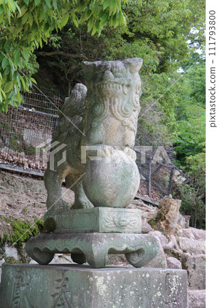 Hiroshima Prefecture, Miyajima scenery, Itsukushima Shrine, Otorii gate under construction, girl playing with deer, parent and child visiting the shrine Hiroshima Prefecture, Miyajima scenery, Itsukushima Shrine, Otorii gate under construction, girl playing with deer, parent and child visiting the shrine 111793800