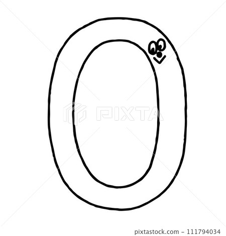 Cute simple number 0 with a face Cute simple number 0 with a face 111794034