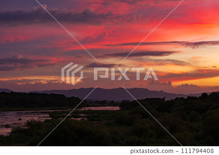 Spectacular summer view: Beautiful sunset sky Spectacular summer view: Beautiful sunset sky 111794408