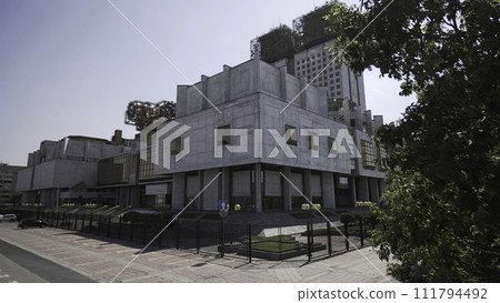 Concept of modern architecture. Action. Outdoor view of a beautiful building of Russian Academy of Sciences Presidium located in Moscow, Russia. 111794492