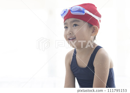 girl enjoying swimming girl enjoying swimming 111795153