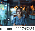 AI-generated content. Asian girl in medical uniform at the hospital. Generative AI 111795284