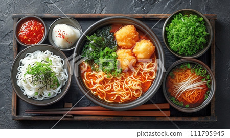 Traditional Japanese soba and udon set meal Traditional Japanese soba and udon set meal 111795945