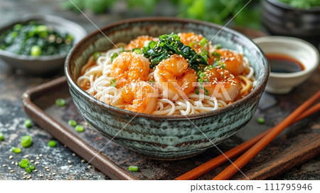 Traditional Japanese soba and udon set meal Traditional Japanese soba and udon set meal 111795946