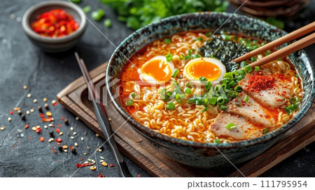 Traditional Japanese soba and udon set meal 111795954
