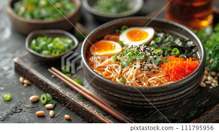 Traditional Japanese soba and udon set meal 111795956
