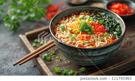 Traditional Japanese soba and udon set meal 111795965