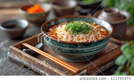 傳統日本蕎麥麵和烏龍麵套餐 111795975