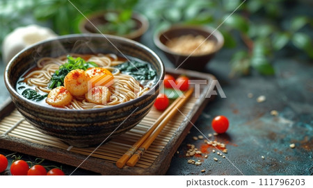 Traditional Japanese soba and udon set meal 111796203