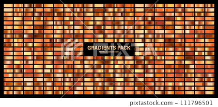 Bronze, copper orange glossy gradient, metal foil texture. Color swatch set. Collection of high quality gradients. Shiny metallic background. Design element. Vector illustration Bronze, copper orange glossy gradient, metal foil texture. Color swatch set. Collection of high quality gradients. Shiny metallic background. Design element. Vector illustration 111796501