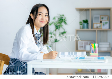 School girls studying 111797026