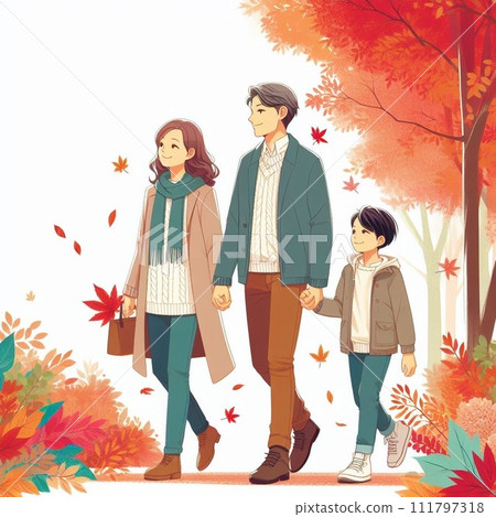 一家人走過秋葉 111797318