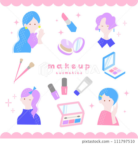 女性人物插畫化妝化妝品 111797510