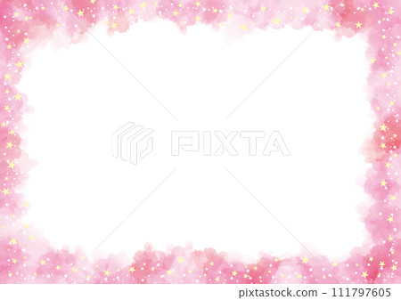 Frame studded with stars in pink watercolor Frame studded with stars in pink watercolor 111797605