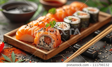 傳統的日本壽司拼盤 111798132