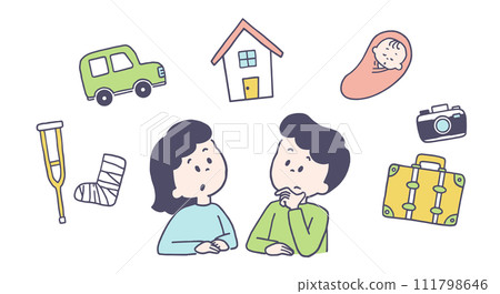 Young couple thinking about the future Young couple thinking about the future 111798646