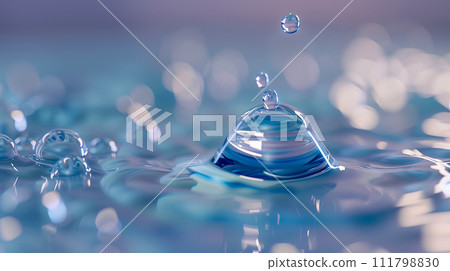 Water droplets bouncing off the water surface - environmental image 111798830