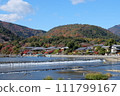 Arashiyama autumn seen from Togetsukyo Bridge 111799167