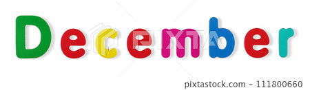December word in coloured magnetic letters 111800660