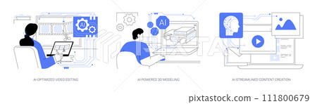 AI Technology in Art and Creativity abstract concept vector illustrations. 111800679