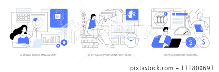 AI in Personal Finance abstract concept vector illustrations. AI in Personal Finance abstract concept vector illustrations. 111800691