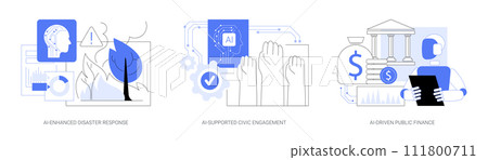 AI in Public Services abstract concept vector illustrations. AI in Public Services abstract concept vector illustrations. 111800711
