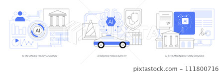 AI in Government and Public Services abstract concept vector illustrations. AI in Government and Public Services abstract concept vector illustrations. 111800716