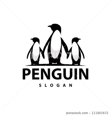 Abstract penguin logo product badge flat vector abstract template polar bird simple animal 111801672