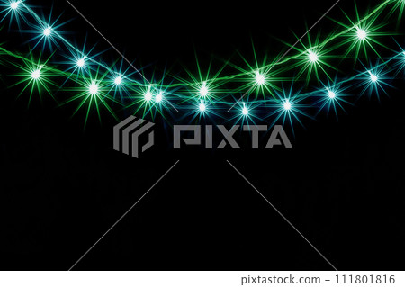 Christmas Lights, Garland with Small  Led Lamps Shining on Black Background. 111801816