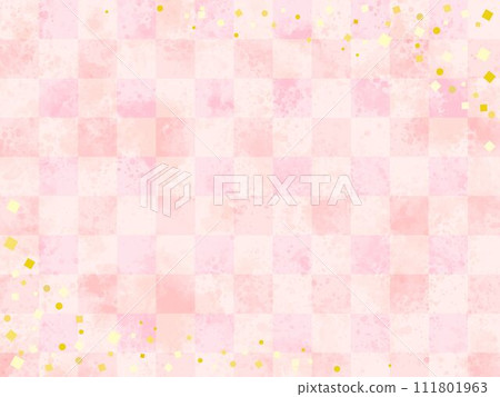 粉紅色方格圖案背景，帶有華麗的金葉，可用於慶祝活動和活動 111801963