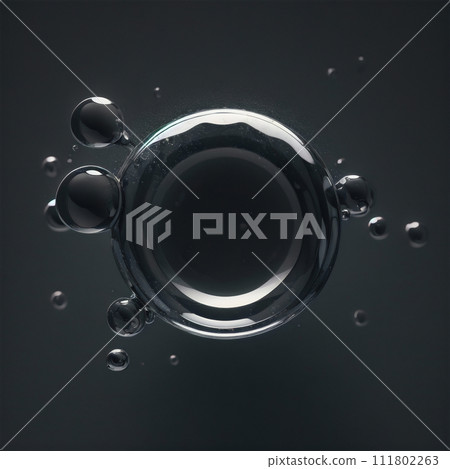 soap bubbles floating on the water surface 111802263