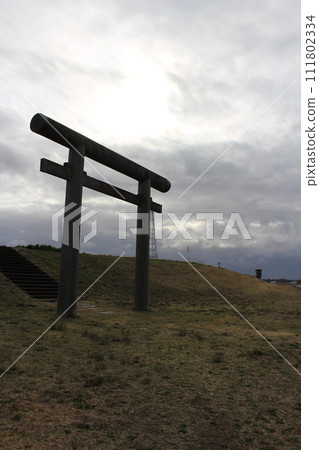 Torii of Kashima Jingu Shrine 1 on a cloudy day Torii of Kashima Jingu Shrine 1 on a cloudy day 111802334