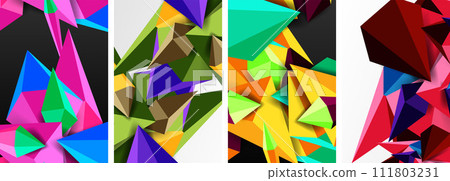 Triangle abstract concepts poster set with geometric minimal designs 111803231