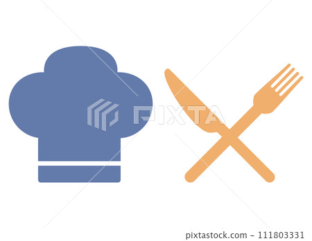 Knife fork cook hat icon 111803331