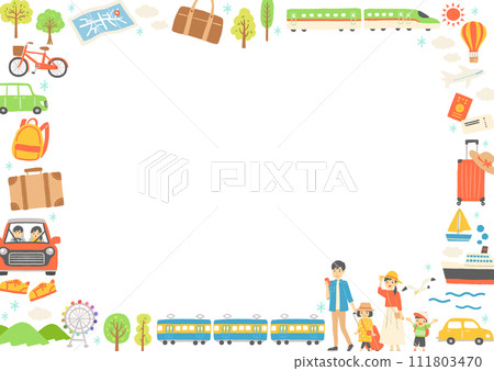 Travel illustration frame background material Travel illustration frame background material 111803470