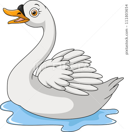 Cute swan cartoon on white background Cute swan cartoon on white background 111803654